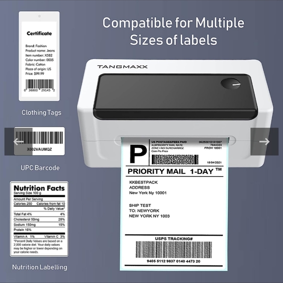 NWOT-Tangmaxx Thermal label printer. 1 stack of 4x6 Shipping labels. - Picture 8 of 10